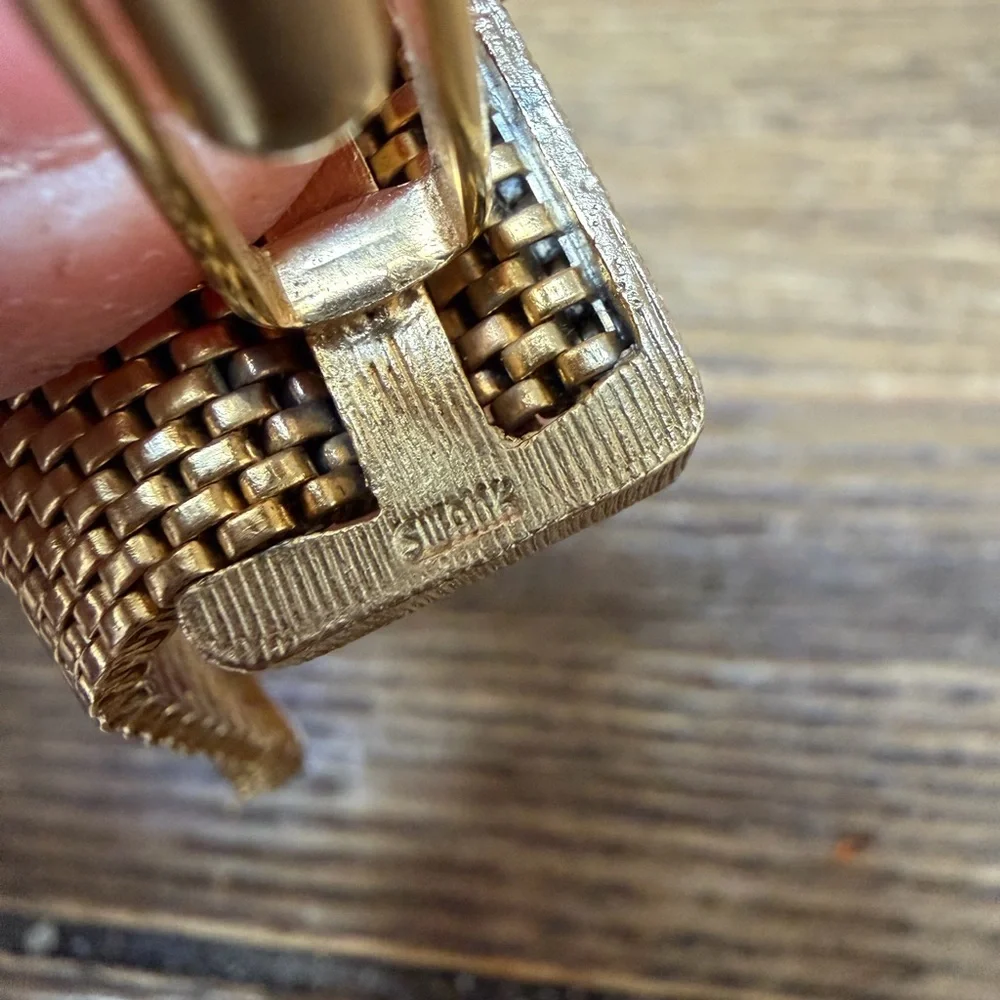 Vintage Swank Gold Mesh Rectangle Cufflinks